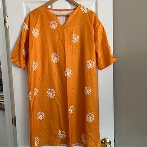 ORANGE AND WHITE MINI DRESS